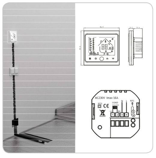 Termostato digital programable con teclas táctiles en color negro TP 519