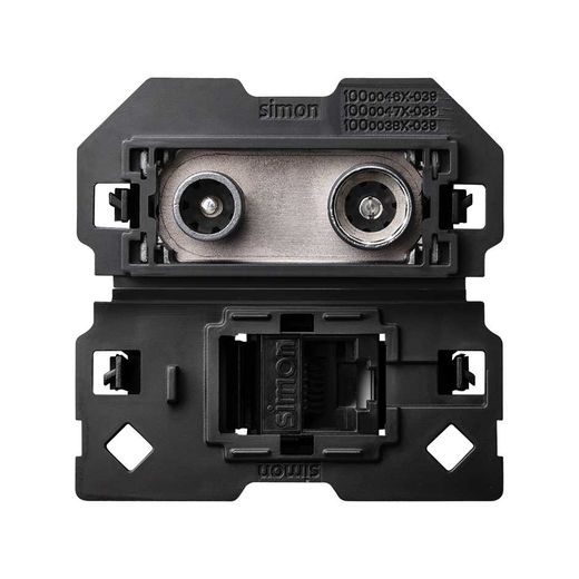 Toma de señal modular R-TV+SAT intermedia y de voz y datos RJ45 categoría 6 UTP