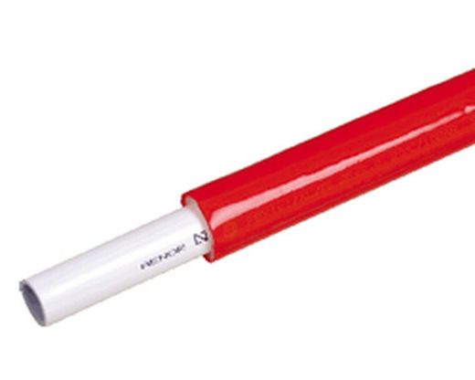 Tubería multicapa aislada roja 20x2mm en rollo de 50 mts