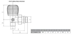 Válvula de radiador manual escuadra 1/2" soldar cobre 15mm