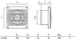 Ventilador axial para ventilación de baños modelo AX100