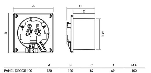 Ventilador doméstico Panel Decor 100 para ventilación de aseos y baños, con temporizador